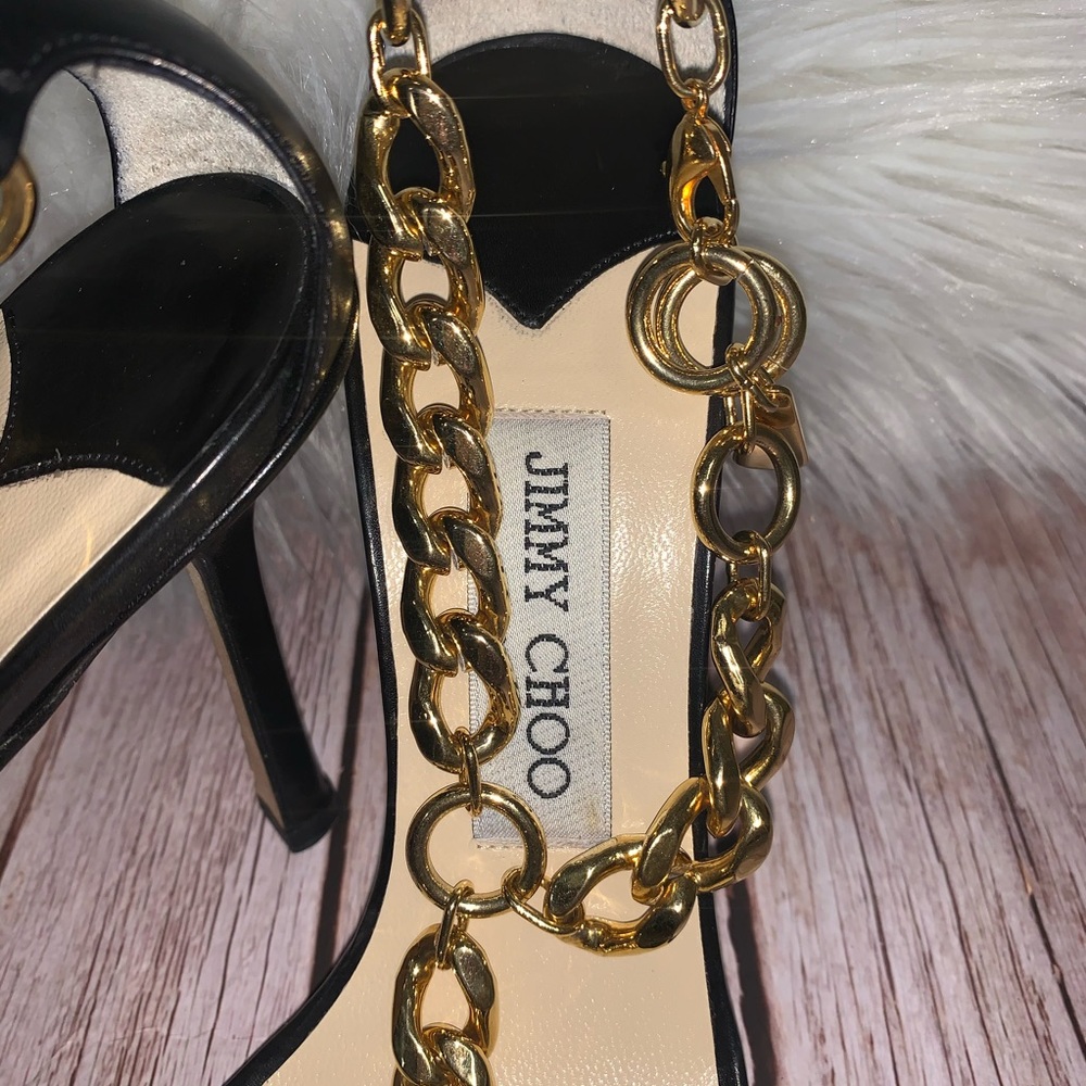 Jimmy Choo Leather Heels with chain - Picture 6 of 16